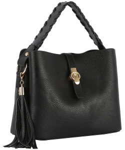 Women's Tassel Satchel Bag GL-0059-M BLACK